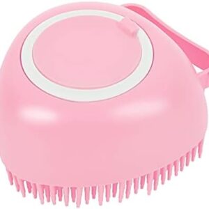 Molain Dog Cat Bath Brush Comb Silicone Rubber Dog Grooming Brush Silicone Puppy Massage Brush Hair Fur Grooming Cleaning Brush Soft Shampoo Dispenser (heart pink)