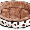 PETCUTE Dog Bed Cat Bed Orthopaedic Washable Cat Basket Fluffy Plush Dog Cushion for Large Medium Small Dogs Cats Coffee Colour L