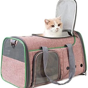 PETCUTE Dog Carrier Bags Transport Bag for Pets, Breathable and Foldable Cat Transport Boxes with Removable Mat, Adjustable Shoulder Strap, Dog Bag with Internal Seat Belt
