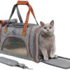 PETCUTE Dog Carry Bag, Foldable Dog Bag, Cat Bag with Breathable Mesh, Cat Transport Box with Removable Plush Mattress, Reflective Strips, Pet Carrier for Cats, Puppies