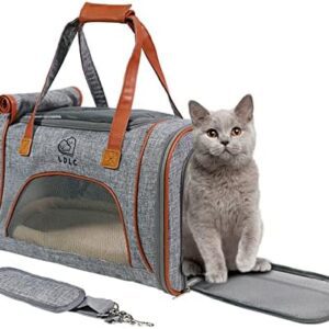 PETCUTE Dog Carry Bag, Foldable Dog Bag, Cat Bag with Breathable Mesh, Cat Transport Box with Removable Plush Mattress, Reflective Strips, Pet Carrier for Cats, Puppies
