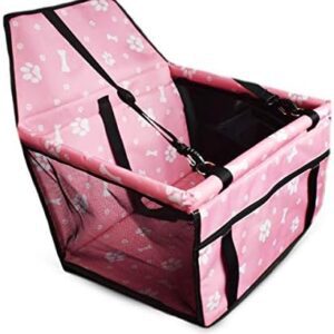 PETCUTE Foldable Pet Car Booster Seat Carrier for Dogs Cats Puppies Travel Outdoor Cage Seat Cover Carrier with Safety Lead Footprint