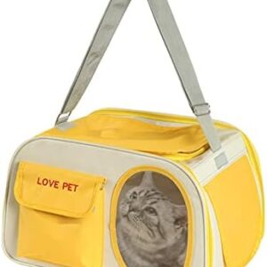 PETCUTE Transport Box for Dogs and Cats, Breathable Transport Bag for Cats and Dogs up to 9 kg, Dog Carry Bag, Cat Transport Box with Removable Soft Mat, Safety Lead, Shoulder Strap
