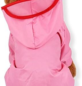 PETCUTE Waterproof Dog Raincoat, Adjustable Rain Jacket with Hood for Small, Medium and Large Dogs, Dog Poncho with Elastic Cuffs and Traction Hole, Pink, 2XL