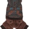 PUPPIA Authentic Mushy Winter Hooded Jumpsuit for Pets, X-Large, Brown