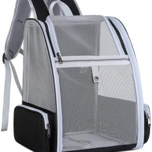 Pet Backpack with Mesh Window, Portable and Foldable Cat Bag, Breathable and Lightweight Dog Bag