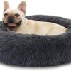 Pet Bed Fluffy Dog Bed Cuddly Bed Dog Bed Round Dog Bed Comfy Doughnut Dog Bed Sleeping Washable Cat Beds Perfect Pet Bed Large Medium Small Dogs (70 cm, Dark Grey)