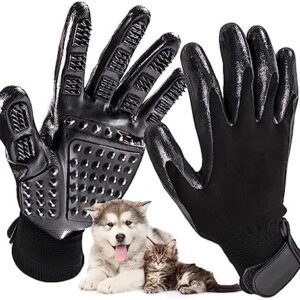 Pet Dog Cat Grooming Glove, Massage and Grooming Tool Glove for Cats, Dogs,Rabbits & Horses, Deshedding Brush Mitt for Short Medium Long Pet Hair