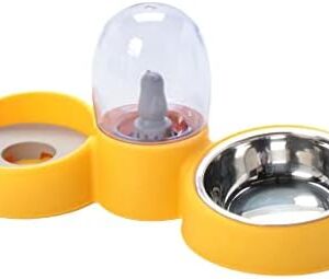 Pet Tableware, Cat, Food Bowl, Dog, Drinking Device, Bait Plate, Food Stand, Pet Bowl, Food Holder, Water Holder, Automatic Water Supply Included (Yellow)