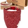 Pettsie Matching Dog Collar & Bandana & Owner Friendship Bracelet, Gift Box Included, Durable Hemp, 2 Adjustable Sizes, Comfortable and Soft, Strong D-Ring for Easy Leash Attachment (S, Red)