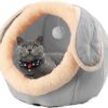 Pinkgarden Cat Bed for Indoor Cats,Cat House Furniture for Pet Kitten Tent Cave,Cute Dog Beds for Puppy Medium Dogs with Removable Washable Soft Cushioned Pillow (G5-Grey)