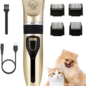 Professional Pet Hair Trimmer, Dog Cat Grooming Scissors and Silent Hair Trimmer, Adjustable Distance, Unhindered Cut with 4 Adjustable Combs