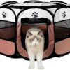 Puppy Run 73 x 73 x 43 cm, Foldable Indoor Dog Park, Cat Enclosure, Puppy Playpen for Indoors, Ideal for Dogs, Cats and Small Animals, Brown