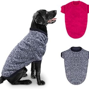 RANYPET Pack of 2 Large Dog Jumpers for Winter Dogs, Classic Knitted Jumper, Soft Thickening, Warm Dog Clothes for Medium Dogs, 9XL, Red + Grey