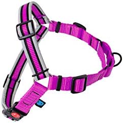 Reflective Dogwear Dog Harness Anti-Pull Size L 70-117 cm (Upper Body) Adjustable Reflective Push Button with Safety Soft Harness Dog Harness Width 25 mm Pink