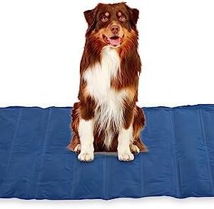 Relaxdays Dog Cooling Mat, 90 x 68 cm, Self-Cooling Dog Mat, Gel Wipe Clean, Cooling Mat for Pets, Blue