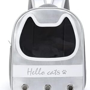 Sipobuy Pet Cute Foldable Capsule Backpack for Small Medium Cats Puppies Dog, Transparent Breathable Heat Resistant Carrier for Travel Hiking Camping (Silver)