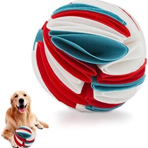 Sniffing Ball, High-Quality Sniffing Ball, Dog Toy, Slow Feeder Treat, Dog Toy, Foldable Sniffing Ball, Dog Puzzle Toy, Approx. 15 cm Diameter, Washable, (White/Red/Blue)