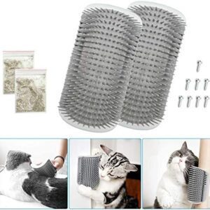 Syijupo 2 Pieces Cat Self Groomer, Wall Mounted Massage Itching Tool Cat Scratcher Comb Massage Toy with Catnip for Cats with Long and Short Hair