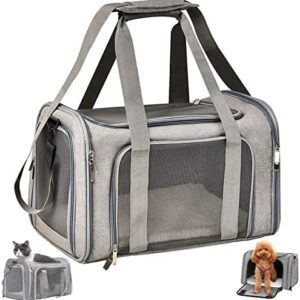 TOFFCAEA Carry Bag for Cat, Dog, Dog Transport Box, Foldable Cat Transport Box, Portable, 15 lbs Cat Dog Carry Box, for Medium Dogs, Cats (M, Grey)