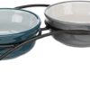 TRIXIE Eat on Feet Dog Bowl, Petrol Blue/Light Blue/Grey/Light Grey, 2 × 1.6 L/ø20 cm