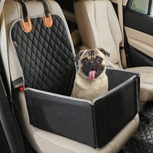 Toozey Dog Car Seat for Small and Medium Dogs, Extra Stable Dog Seat for Rear Seat and Passenger Seat, Reinforced Walls, Water-Repellent, Foldable, 45 x 45 x 25 cm, Black