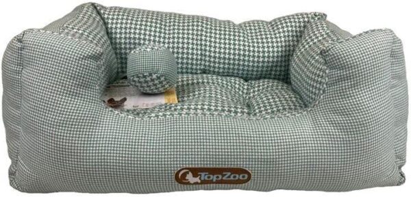 TopZoo Dude Cozy Hound Tooth Green Small Pet Bed