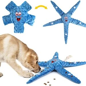 VavoPaw Dog Toy, Pet Chew Toy, Plush Rope, Dog Toy, Starfish Shape, Squeaky Toy, Soft Puppy Toy, Interactive Toy for Small, Medium and Large Dogs, Dark Blue