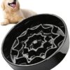 VavoPaw Kramik Slow Feeding Bowl for Slow Eating, Non-Slip Dog Bowl, Anti-Slinging Bowl, Labyrinth Feeding Bowls, Cat Bowls for Small and Medium Dogs and Cats, Black