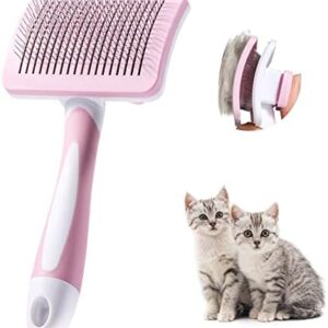 Vinabo Self Cleaning Pet Brush Long Short Hair Brush for Dogs Cats Effectively Eliminates Tomentose Undercoat and Tangles (Pink)