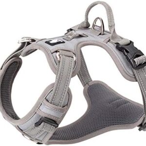 WINHYEPET True Love No Pull Dog Harness Extra Reflective Pet Harness for Small Medium Large Dogs Adjustbale for Running Walking Padded Soft Mesh Vest Easy Control TLH56512(Gray,L)