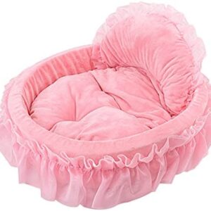 WYSBAOSHU Lace Princess Dog Cat Pet Bed Sofa (S, Pink)
