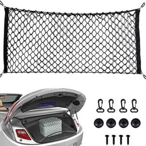 Wuzdy Universal Car Net, Boot Luggage Net, Car Net Cargo Net Trunk, Universal Car Mesh Bag, Car Boot Mesh Bag, with 4 Hooks, for Most Types of Vehicles, 90 x 40 cm