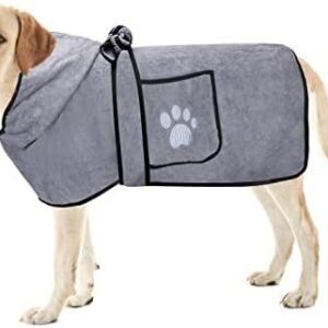 YSQEVN Pet Bath Towel Extra Absorbent Microfibre Dog Bathrobe Quick Drying Pet Towel for Dogs Cats Grey