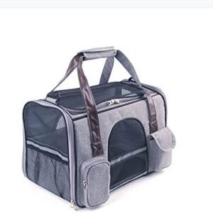 YTYPet -Dog Carrier Cat Carrier Foldable with Shoulder Strap Soft Padded for Travel by Plane, Car or Train (Grey, Dimensions: 43.5 x 25 x 29 cm)