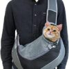 Portable Small Pet Dogs Cats Puppies Shoulder Bag Travel Carrier Shoulder Bag Breathable Mesh Transport Bag Small Dog Cat Pet Bag Sling Pet Carrier Backpack (L (2-4kg), Black)