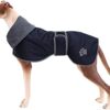 Geyecete Dog Winter Coats for Greyhound, Dog Jackets with Plush Lining, Waterproof Raincoat, Windproof, Outdoor Dog Clothing with Safe Reflective Strips, for Medium and Large Dogs, Navy Blue, XXL