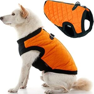 Gooby - Fashion Vest, Small Dog Sweater Bomber Jacket Coat with Stretchable Chest, Orange, Large