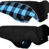 CITÉTOILE Warm Dog Coat Winter, Waterproof Dog Coat with Belly Protection, Winter Coat for Small Medium Large Dogs, Reversible Dog Jacket, Dog Clothes with Harness Hole, Reflective, Blue, XL