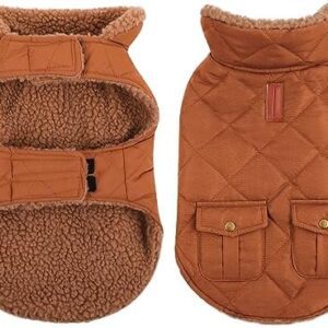 CITÉTOILE Waterproof Dog Coat, Warm Winter Coat, Winter Jackets with Fleece for Small/Large/Medium Dogs, Dog Clothing, Dog Coat for Chihuahua, Dachshund, Brown, L
