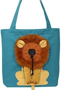 Cat Carrier Bag,Cartoon Lion Pet Canvas Carrier Bag Portable Small Dog Cat Out Bag Foldable Shoulder Bag Multicolor One Size (Blue)