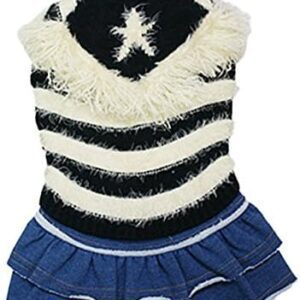 D-O G Fringe Sweater x Denim Skirt One Color Pet Medium