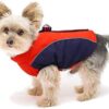 Didog Fleece Lined Warm Dog Winter Coat for Small Dogs & Cats - Reflective Cold Weather Dog Jacket Sport Vest with Zipper Closure and Leash Ring for Walking Hiking (Chest: 21" Back Length: 15.5", Red)