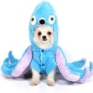 Dog Octopus Costume Pet Halloween Christmas Cosplay Costumes Funny Puppy Cat Winter Coat Hoodie Outfits Clothes (XL)