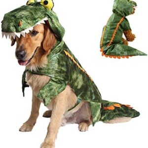 Filhome Dog Crocodile Costume Pet Halloween Christmas Cosplay Costumes Puppy Cat Outfits Hoodie Sweater Clothes for Small Medium Large (XL)