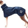 Geyecete Waterproof Dog Coat for Greyhounds, Winter Dog Jackets with Warm Plush Lining, Raincoat Windproof, Dog Clothing with Adjustable Straps, for Medium and Large Dogs, Blue, XL