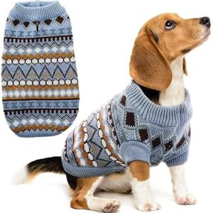 Hjumarayan Dog Jumper, Cute Pet Clothes for Dog Cat Puppy Creamy Winter Dog Sweater Outfit Comfortable Thickening Warm Knit Coat Dog Jumpers for Puppy Small Medium Dogs, Blue, XXL