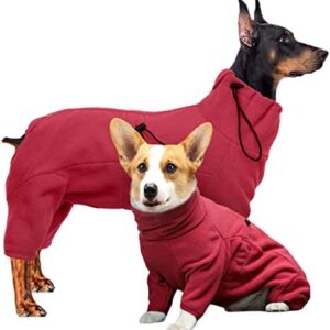 Hjyokuso Dog Winter Coat Soft Fleece Pullover Pajamas, Pet Windproof Warm Cold Weather Jacket Vest Cozy Onesie Jumpsuit Apparel Outfit Clothes for Small Medium Large Dogs Walking Hiking Travel Sleep