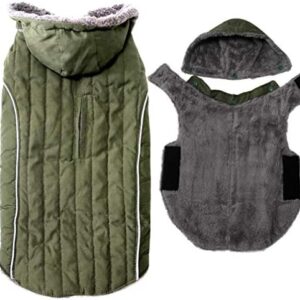 JoyDaog Fleece Dog Hoodie for Large Dogs Super Warm Doggie Jacket for Cold Winter Dog Coats,Green XXXL