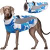 Kuoser Dog Winter Jacket, Waterproof Windproof Warm Dog Coat for Cold Weather, Zip Pet Camo Fleece Vest, Reflective Dog Clothing for Small Medium Large Dogs with Harness